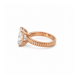 14K Gold Lab Grown Radiant Ribbed Solitaire Engagement Ring