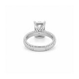 14K Gold Lab Grown Radiant Ribbed Solitaire Engagement Ring