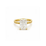 14K Gold Lab Grown Radiant Textured Solitaire Engagement Ring