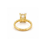 14K Gold Lab Grown Radiant Textured Solitaire Engagement Ring