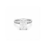 14K Gold Lab Grown Radiant Textured Solitaire Engagement Ring