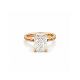14K Gold Lab Grown Radiant Textured Solitaire Engagement Ring