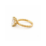 14K Gold Carat Lab Grown Elongated Cushion Textured Solitaire Engagement Ring
