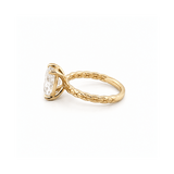 14K Gold Carat Lab Grown Elongated Cushion Textured Solitaire Engagement Ring