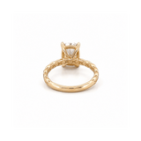 14K Gold Carat Lab Grown Elongated Cushion Textured Solitaire Engagement Ring