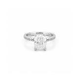 14K Gold Carat Lab Grown Elongated Cushion Textured Solitaire Engagement Ring