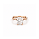 14K Gold Carat Lab Grown Elongated Cushion Textured Solitaire Engagement Ring