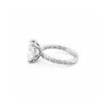 14K Gold Carat Lab Grown Elongated Cushion Textured Solitaire Engagement Ring