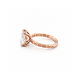 14K Gold Carat Lab Grown Elongated Cushion Textured Solitaire Engagement Ring