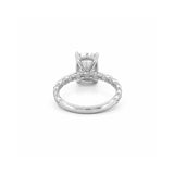 14K Gold Carat Lab Grown Elongated Cushion Textured Solitaire Engagement Ring