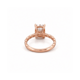 14K Gold Carat Lab Grown Elongated Cushion Textured Solitaire Engagement Ring