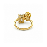 14K Gold 5.50 Carat Lab Grown Oval Yellow Diamond and Radiant Engagement Ring