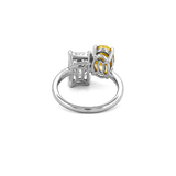 14K Gold 5.50 Carat Lab Grown Oval Yellow Diamond and Radiant Engagement Ring