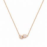 14K Gold Lab Grown Pear and Marquise Pendant Bolo Necklace