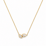 14K Gold Lab Grown Pear and Marquise Pendant Bolo Necklace