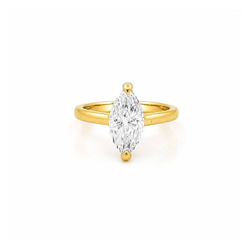 14K Gold Lab Grown Marquise Solitaire Engagement Ring