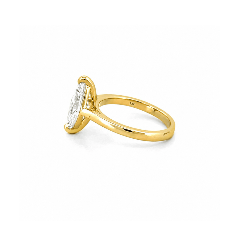 14K Gold Lab Grown Marquise Solitaire Engagement Ring