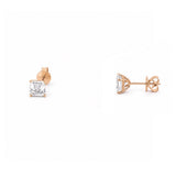 14K Gold 2.00 Carat Lab Grown Asscher Diamond Stud Earrings