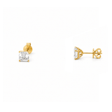 14K Gold 2.00 Carat Lab Grown Asscher Diamond Stud Earrings