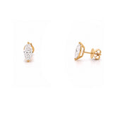 14K Gold 2.00 Carat Lab Grown Marquise Diamond Stud Earrings