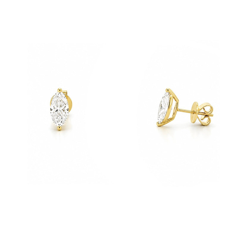 14K Gold 2.00 Carat Lab Grown Marquise Diamond Stud Earrings