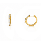 14K Gold Lab Grown Marquise Prong Set Diamond Huggies