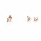14K Gold 2.00 Carat Lab Grown Cushion Diamond Stud Earrings