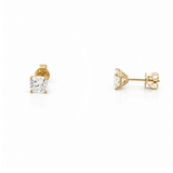 14K Gold 2.00 Carat Lab Grown Cushion Diamond Stud Earrings