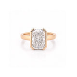 14K Gold Lab Grown Radiant Open Bezel Solitaire Engagement Ring