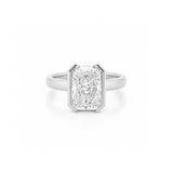 14K Gold Lab Grown Radiant Open Bezel Solitaire Engagement Ring