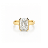 14K Gold Lab Grown Radiant Open Bezel Solitaire Engagement Ring