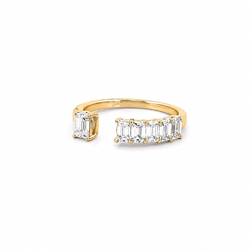 14K Gold Open One to Five Open Emerald Diamond Band