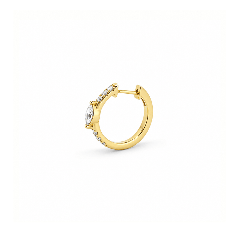 14K Gold Lab Grown Marquise Prong Set Diamond Huggies