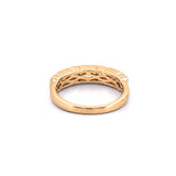 14K Gold Alternating Lab Grown Emerald Cut Diamond Half Bezel Wedding Band