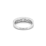 14K Gold Alternating Lab Grown Emerald Cut Diamond Half Bezel Wedding Band