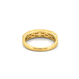14K Gold Alternating Lab Grown Emerald Cut Diamond Half Bezel Wedding Band