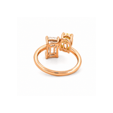 14K Gold 3.00 Carat Lab Grown Oval Yellow Diamond and Radiant Engagement Ring