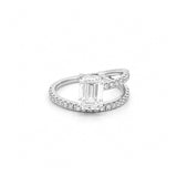 14K Gold 2.50 Carat Lab Grown Emerald Cut Diamond Half Two Row Engagement Ring