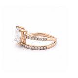 14K Gold 2.50 Carat Lab Grown Emerald Cut Diamond Half Two Row Engagement Ring
