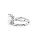 14K Gold 2.50 Carat Lab Grown Emerald Cut Diamond Half Two Row Engagement Ring