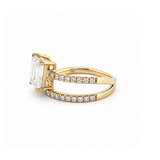 14K Gold 2.50 Carat Lab Grown Emerald Cut Diamond Half Two Row Engagement Ring