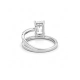 14K Gold 2.50 Carat Lab Grown Emerald Cut Diamond Half Two Row Engagement Ring