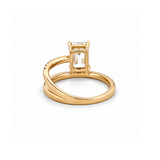 14K Gold 2.50 Carat Lab Grown Emerald Cut Diamond Half Two Row Engagement Ring