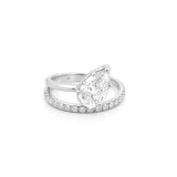 14K Gold 2.50 Carat Lab Grown Pear Half Two Row Engagement Ring