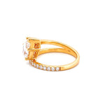 14K Gold 2.50 Carat Lab Grown Pear Half Two Row Engagement Ring