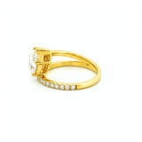 14K Gold 2.50 Carat Lab Grown Pear Half Two Row Engagement Ring