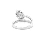 14K Gold 2.50 Carat Lab Grown Pear Half Two Row Engagement Ring