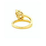 14K Gold 2.50 Carat Lab Grown Pear Half Two Row Engagement Ring