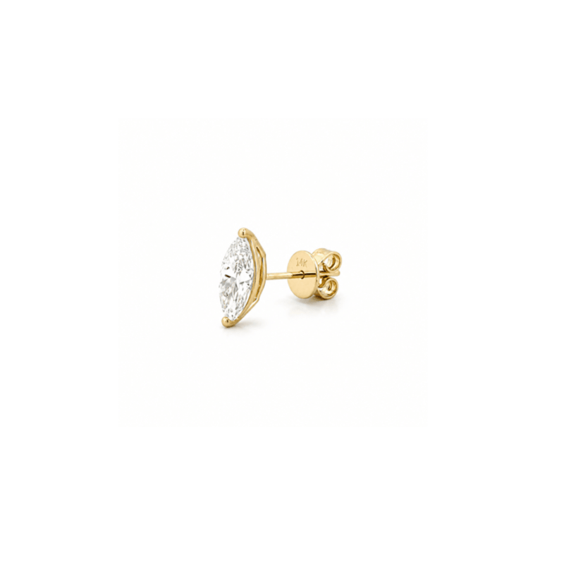14K Gold 2.00 Carat Lab Grown Marquise Diamond Stud Earrings