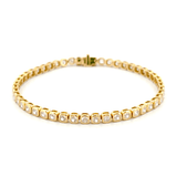 14K Gold Lab Grown Mini Cushion Bezel Tennis Bracelet